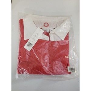 Foxcroft Women's 3X Layered Look Blouse Coral White New cotton blend 3/4 sleeve